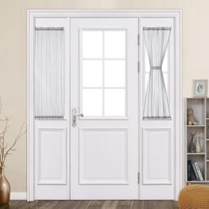 MIULEE Sidelight Sheer French Door Curtains 25 x 40 Inches Light Filtering Window Treatment with Tieback – 2 Panels, White(Light Grey)
