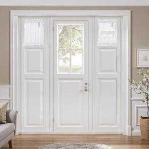 MIULEE Sidelight Sheer French Door Curtains 25 x 40 Inches Light Filtering Window Treatment with Tieback – 2 Panels, White(White)