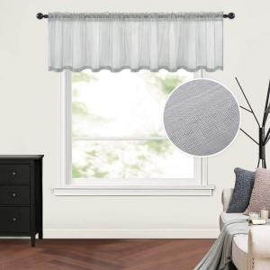 MIULEE Solid Burgundy Kitchen Sheer Valance for Christmas Linen Look Window Curtain, Living Room Windows Voile Valance Rod Pocket 1 Panels (60″ W x 18″ L), Burgundy Red(Grey)