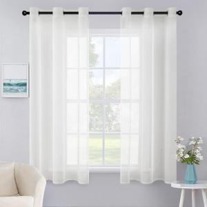 MIULEE Solid Color Sheer Curtains 63 Inches Long 2 Panels Set – Elegant Lightweight Grommet Light Filtering Window Voile Panels/Drapes/Treatment for Bedroom Living Room W42 x L63 Inch, Beige(Ivory)