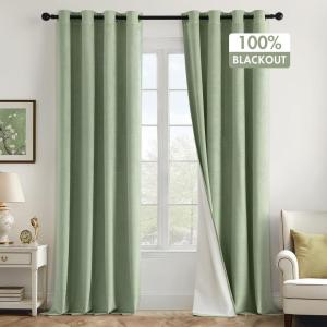 MIULEE Upgraded Thermal Insulated 100% Blackout Velvet Curtains for Christmas 84 Inches Long Hunter Green Curtain Drapes for Luxury Bedroom Living Room Darkening Grommet Light Blocking Set of 2(Sage Green)