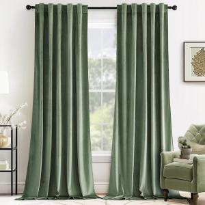 MIULEE Velvet Curtains 90 inches 2 Panels – Luxury Room Darkening Curtains for Bedroom Living Room Thermal Insulated Super Soft Window Drapes Rod Pocket & Back Tab, Olive Green, W 52 x L 90 inch(Sage Green)