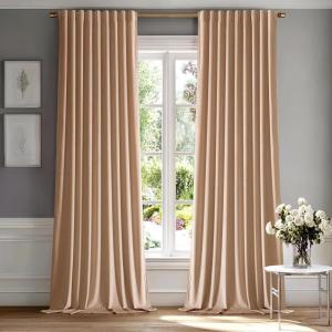 MIULEE Velvet Curtains 90 inches 2 Panels – Luxury Room Darkening Curtains for Bedroom Living Room Thermal Insulated Super Soft Window Drapes Rod Pocket & Back Tab, Olive Green, W 52 x L 90 inch(Blush Beige)