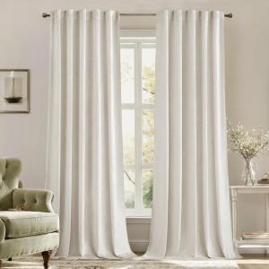 MIULEE Velvet Curtains 90 inches 2 Panels – Luxury Room Darkening Curtains for Bedroom Living Room Thermal Insulated Super Soft Window Drapes Rod Pocket & Back Tab, Olive Green, W 52 x L 90 inch(Ivory)