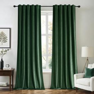 MIULEE Velvet Curtains 90 inches 2 Panels – Luxury Room Darkening Curtains for Bedroom Living Room Thermal Insulated Super Soft Window Drapes Rod Pocket & Back Tab, Olive Green, W 52 x L 90 inch(Hunter Green)