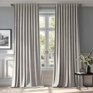 MIULEE Velvet Curtains 90 inches 2 Panels – Luxury Room Darkening Curtains for Bedroom Living Room Thermal Insulated Super Soft Window Drapes Rod Pocket & Back Tab, Olive Green, W 52 x L 90 inch(Silver Gray)
