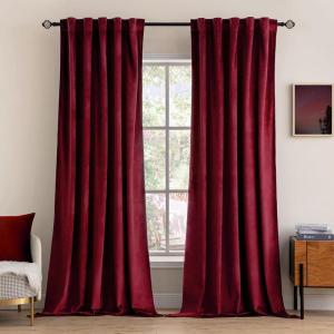 MIULEE Velvet Curtains 90 inches 2 Panels – Luxury Room Darkening Curtains for Bedroom Living Room Thermal Insulated Super Soft Window Drapes Rod Pocket & Back Tab, Olive Green, W 52 x L 90 inch(Burgundy Red)
