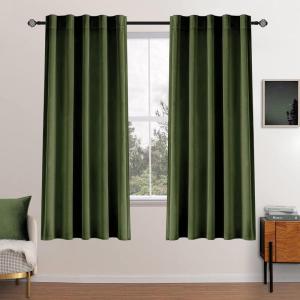 MIULEE Velvet Curtains 90 inches 2 Panels – Luxury Room Darkening Curtains for Bedroom Living Room Thermal Insulated Super Soft Window Drapes Rod Pocket & Back Tab, Olive Green, W 52 x L 90 inch(Olive Green)