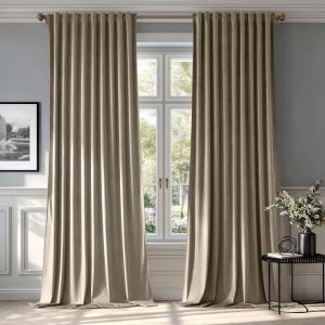 MIULEE Velvet Curtains 90 inches 2 Panels – Luxury Room Darkening Curtains for Bedroom Living Room Thermal Insulated Super Soft Window Drapes Rod Pocket & Back Tab, Olive Green, W 52 x L 90 inch(Taupe)