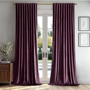MIULEE Velvet Curtains 90 inches 2 Panels – Luxury Room Darkening Curtains for Bedroom Living Room Thermal Insulated Super Soft Window Drapes Rod Pocket & Back Tab, Olive Green, W 52 x L 90 inch(Dark Purple)