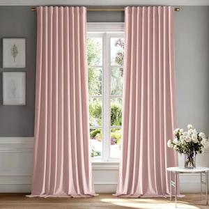 MIULEE Velvet Curtains 90 inches 2 Panels – Luxury Room Darkening Curtains for Bedroom Living Room Thermal Insulated Super Soft Window Drapes Rod Pocket & Back Tab, Olive Green, W 52 x L 90 inch(Baby Pink)