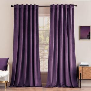 MIULEE Velvet Curtains 90 inches 2 Panels – Luxury Room Darkening Curtains for Bedroom Living Room Thermal Insulated Super Soft Window Drapes Rod Pocket & Back Tab, Olive Green, W 52 x L 90 inch(Purple)