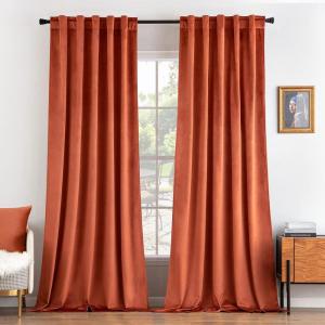 MIULEE Velvet Curtains 90 inches 2 Panels – Luxury Room Darkening Curtains for Bedroom Living Room Thermal Insulated Super Soft Window Drapes Rod Pocket & Back Tab, Olive Green, W 52 x L 90 inch(Burnt Orange)
