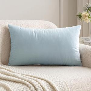 MIULEE Velvet Pillow Cover Soft Luxury Decorative Throw Pillow Cover Single Rectangle Cushion Case for Couch Sofa Bedroom Car Decor,12×20 Inch Dark Blue(Baby Blue)
