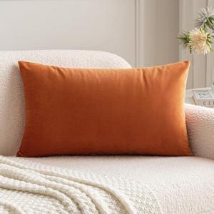 MIULEE Velvet Pillow Cover Soft Luxury Decorative Throw Pillow Cover Single Rectangle Cushion Case for Couch Sofa Bedroom Car Decor,12×20 Inch Dark Blue(Orange)