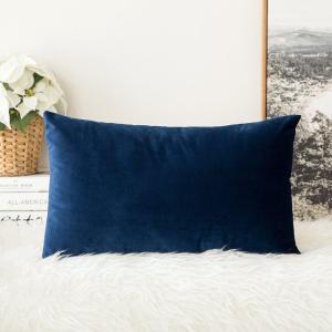 MIULEE Velvet Pillow Cover Soft Luxury Decorative Throw Pillow Cover Single Rectangle Cushion Case for Couch Sofa Bedroom Car Decor,12×20 Inch Dark Blue(Dark Blue)