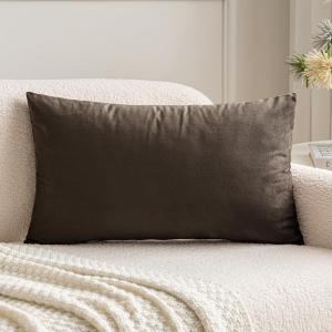 MIULEE Velvet Pillow Cover Soft Luxury Decorative Throw Pillow Cover Single Rectangle Cushion Case for Couch Sofa Bedroom Car Decor,12×20 Inch Dark Blue(Dark Coffee)