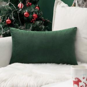 MIULEE Velvet Pillow Cover Soft Luxury Decorative Throw Pillow Cover Single Rectangle Cushion Case for Couch Sofa Bedroom Car Decor,12×20 Inch Dark Blue(Army Green)
