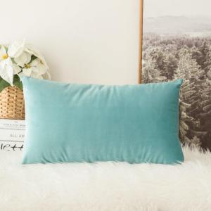 MIULEE Velvet Pillow Cover Soft Luxury Decorative Throw Pillow Cover Single Rectangle Cushion Case for Couch Sofa Bedroom Car Decor,12×20 Inch Dark Blue(Aqua Green)