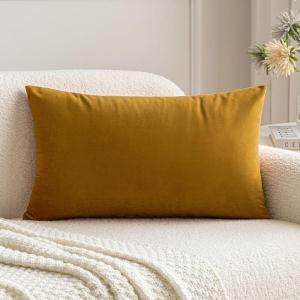 MIULEE Velvet Pillow Cover Soft Luxury Decorative Throw Pillow Cover Single Rectangle Cushion Case for Couch Sofa Bedroom Car Decor,12×20 Inch Dark Blue(Mustard Yellow)