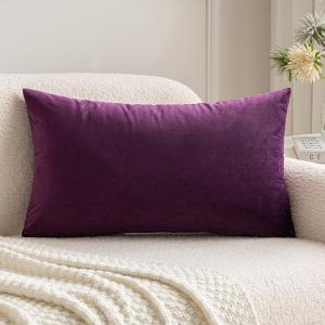 MIULEE Velvet Pillow Cover Soft Luxury Decorative Throw Pillow Cover Single Rectangle Cushion Case for Couch Sofa Bedroom Car Decor,12×20 Inch Dark Blue(Eggplant Purple)