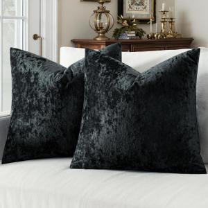 MIULEE Velvet Throw Pillow Covers Set of 2, Soft Neutral Christmas Decorative Pillow Cases with Luxurious Textured Vintage Cushion Covers for Home Decor Couch Sofa Bed,Cream White 18×18 inch(Black)