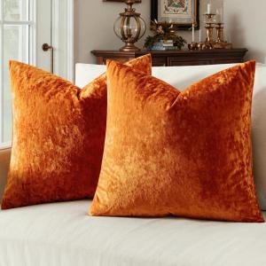 MIULEE Velvet Throw Pillow Covers Set of 2, Soft Neutral Christmas Decorative Pillow Cases with Luxurious Textured Vintage Cushion Covers for Home Decor Couch Sofa Bed,Cream White 18×18 inch(Burnt Orange)