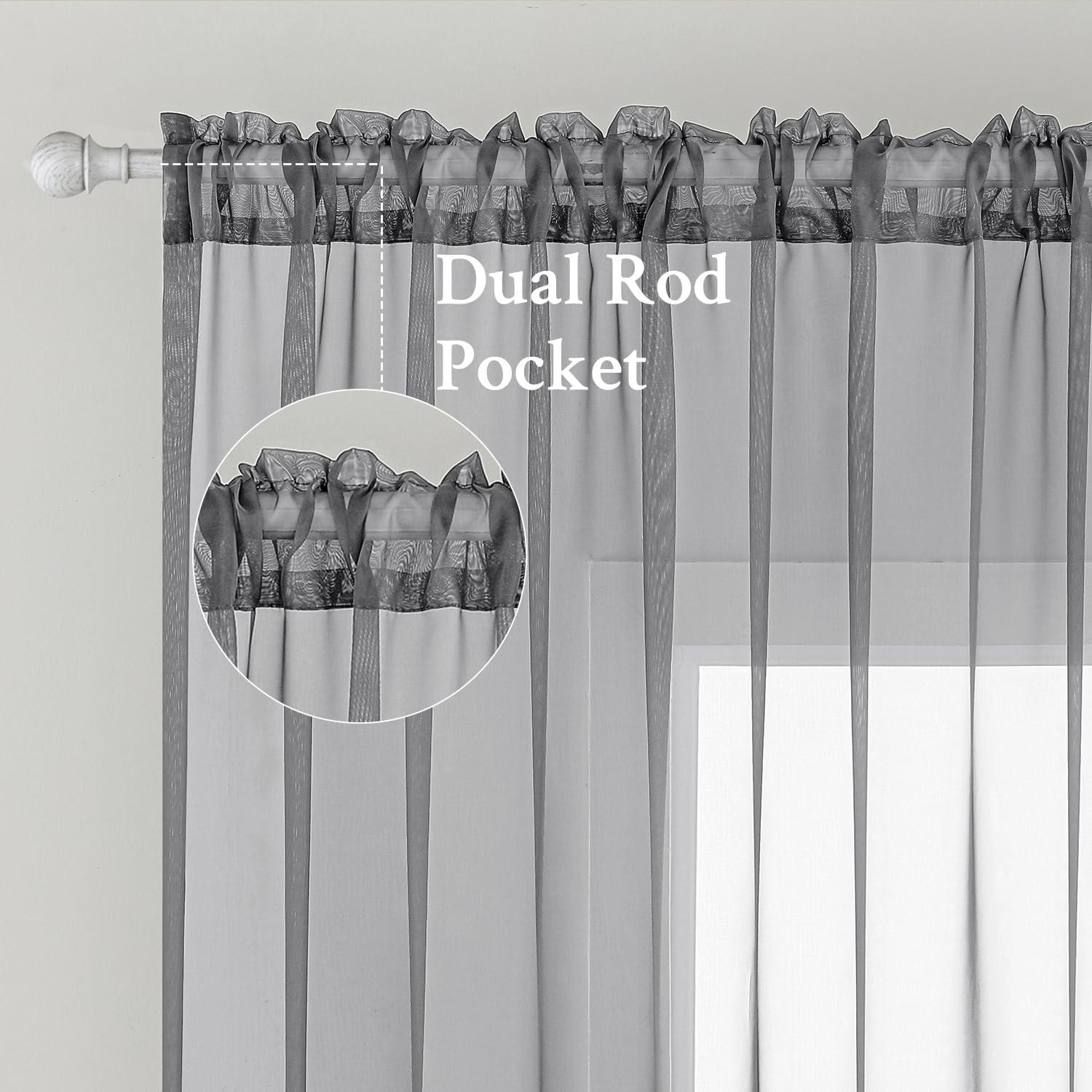 imageMIULEE 2 Panels Red Solid Color Sheer Christmas Window Curtains Elegant Window Voile PanelsDrapesTreatment for Bedroom Living Room 54X54 InchesCharcoal Grey