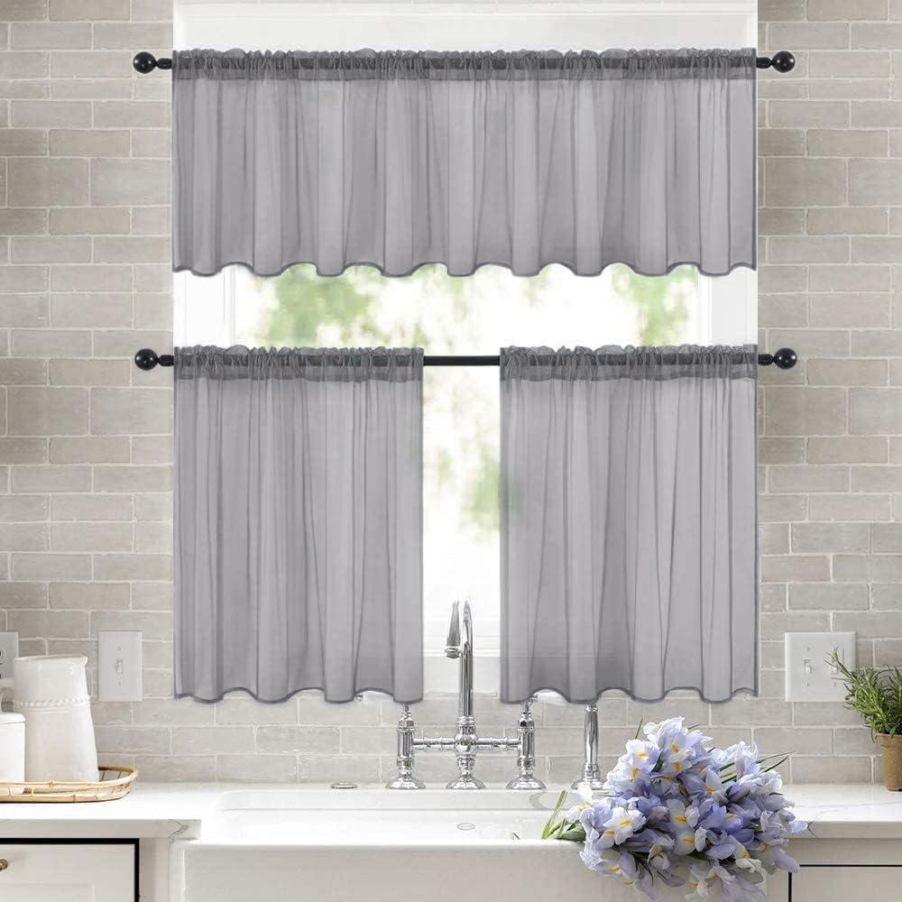 imageMIULEE 2 Panels Red Solid Color Sheer Christmas Window Curtains Elegant Window Voile PanelsDrapesTreatment for Bedroom Living Room 54X54 InchesCharcoal Grey