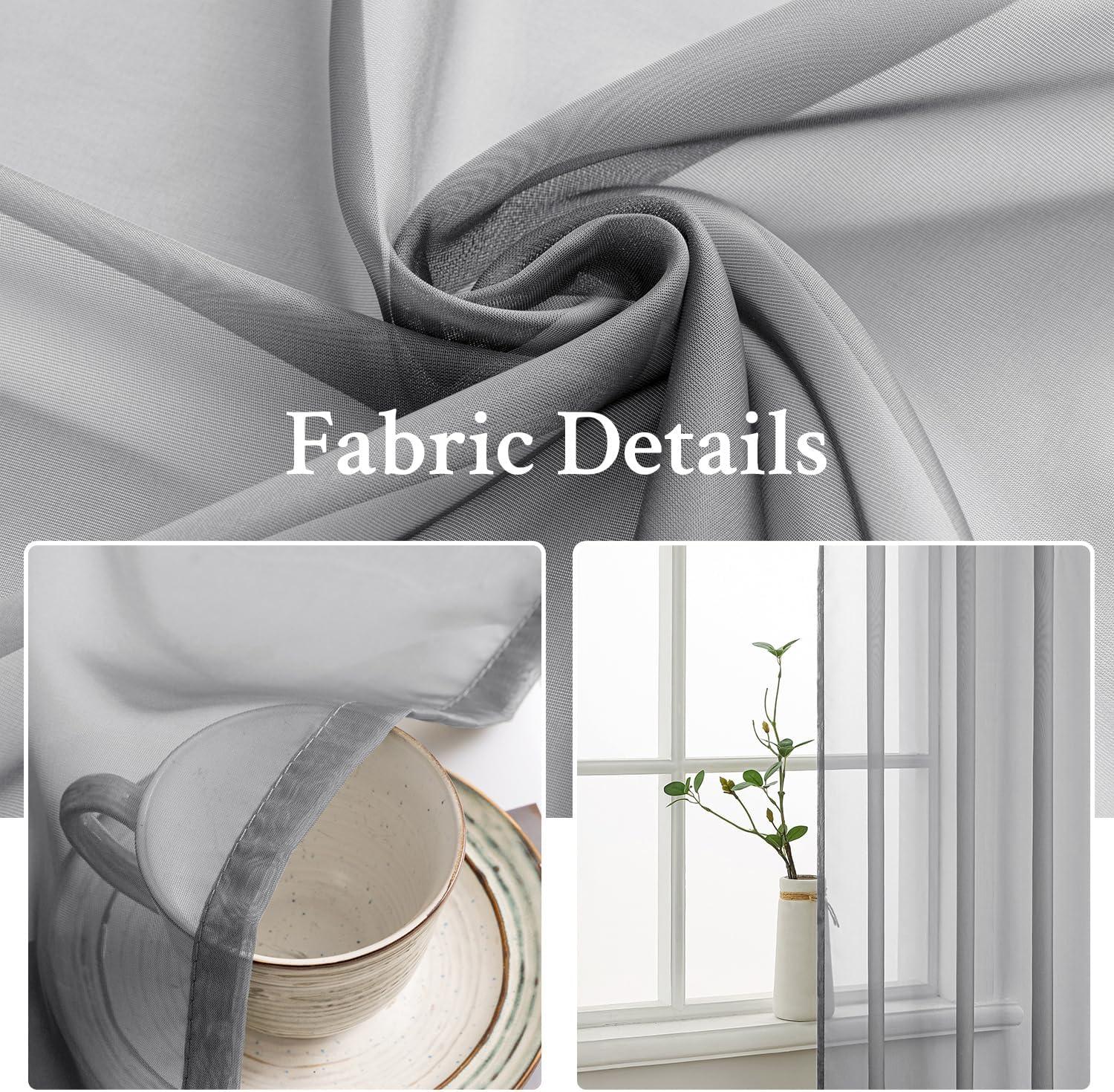 imageMIULEE 2 Panels Red Solid Color Sheer Christmas Window Curtains Elegant Window Voile PanelsDrapesTreatment for Bedroom Living Room 54X54 InchesCharcoal Grey