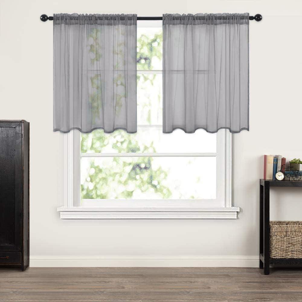 imageMIULEE 2 Panels Red Solid Color Sheer Christmas Window Curtains Elegant Window Voile PanelsDrapesTreatment for Bedroom Living Room 54X54 InchesCharcoal Grey