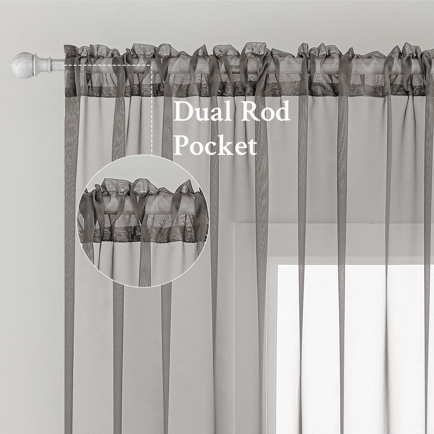 imageMIULEE 2 Panels Red Solid Color Sheer Christmas Window Curtains Elegant Window Voile PanelsDrapesTreatment for Bedroom Living Room 54X54 InchesGrey