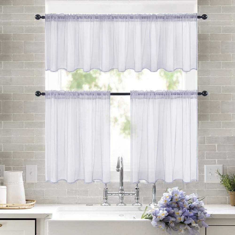 imageMIULEE 2 Panels Red Solid Color Sheer Christmas Window Curtains Elegant Window Voile PanelsDrapesTreatment for Bedroom Living Room 54X54 InchesGreyish Lilac