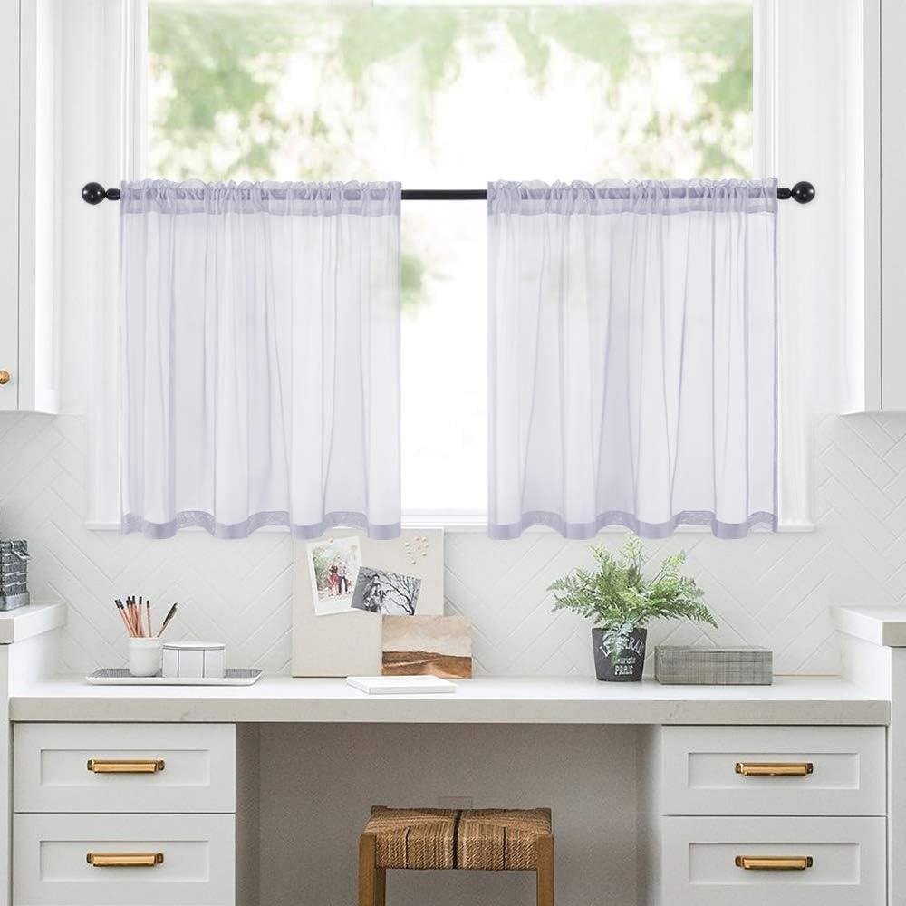 imageMIULEE 2 Panels Red Solid Color Sheer Christmas Window Curtains Elegant Window Voile PanelsDrapesTreatment for Bedroom Living Room 54X54 InchesGreyish Lilac