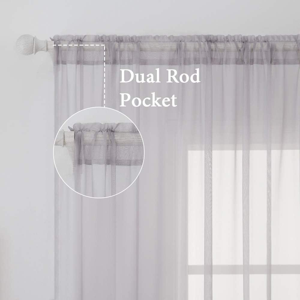 imageMIULEE 2 Panels Red Solid Color Sheer Christmas Window Curtains Elegant Window Voile PanelsDrapesTreatment for Bedroom Living Room 54X54 InchesGreyish Lilac