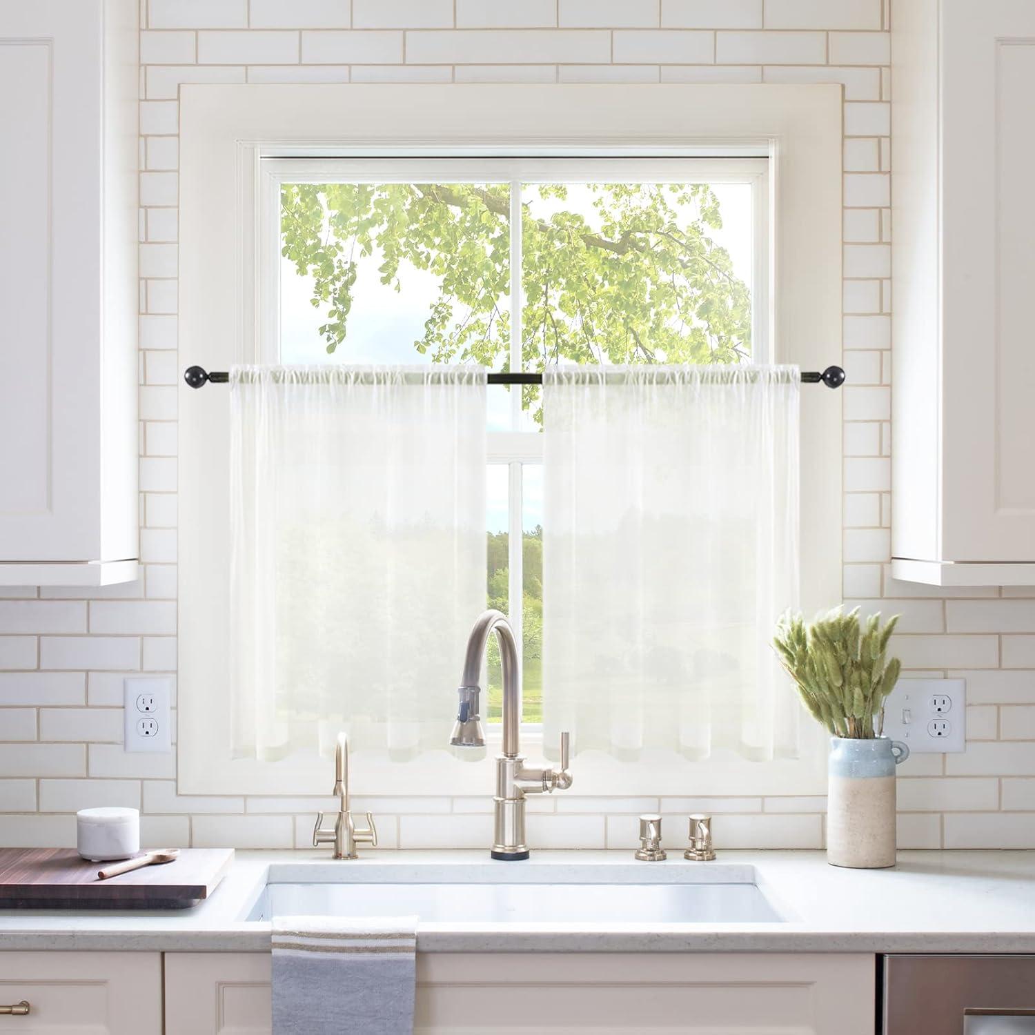 imageMIULEE 2 Panels Red Solid Color Sheer Christmas Window Curtains Elegant Window Voile PanelsDrapesTreatment for Bedroom Living Room 54X54 InchesIvory