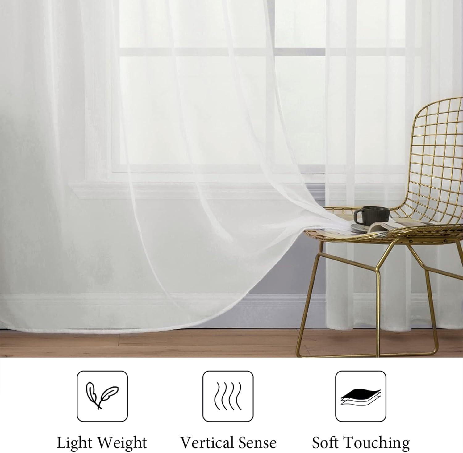 imageMIULEE 2 Panels Red Solid Color Sheer Christmas Window Curtains Elegant Window Voile PanelsDrapesTreatment for Bedroom Living Room 54X54 InchesIvory