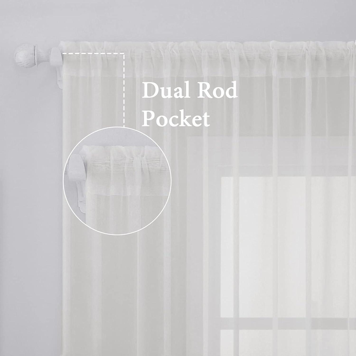 imageMIULEE 2 Panels Red Solid Color Sheer Christmas Window Curtains Elegant Window Voile PanelsDrapesTreatment for Bedroom Living Room 54X54 InchesIvory