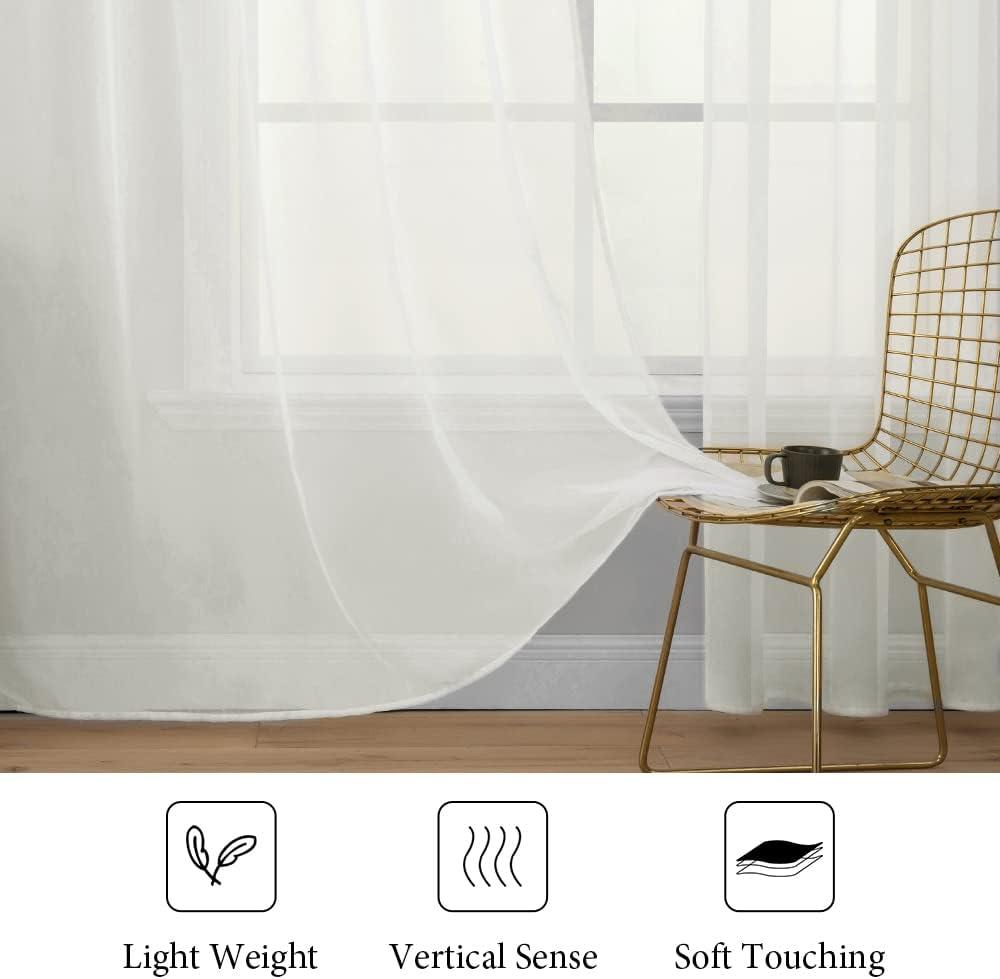 imageMIULEE 2 Panels Red Solid Color Sheer Christmas Window Curtains Elegant Window Voile PanelsDrapesTreatment for Bedroom Living Room 54X54 InchesIvory