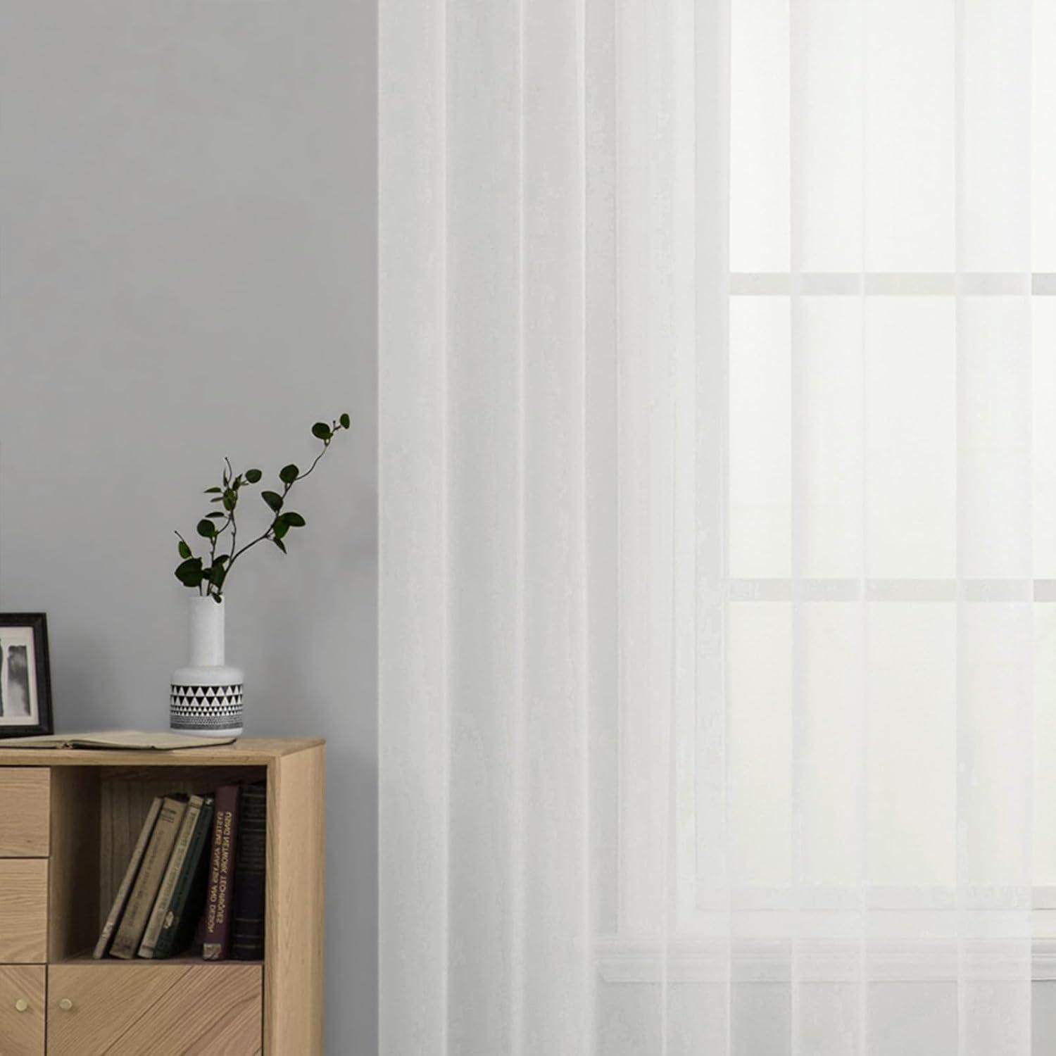 imageMIULEE 2 Panels Red Solid Color Sheer Christmas Window Curtains Elegant Window Voile PanelsDrapesTreatment for Bedroom Living Room 54X54 InchesIvory