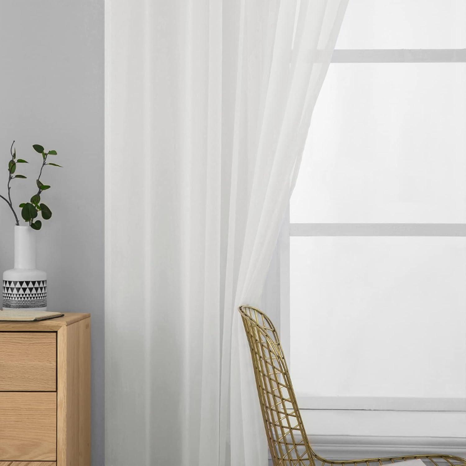 imageMIULEE 2 Panels Red Solid Color Sheer Christmas Window Curtains Elegant Window Voile PanelsDrapesTreatment for Bedroom Living Room 54X54 InchesIvory