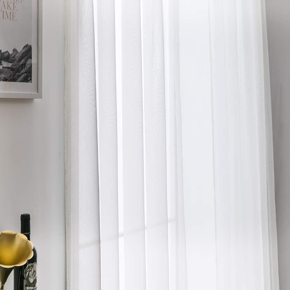 imageMIULEE 2 Panels Red Solid Color Sheer Christmas Window Curtains Elegant Window Voile PanelsDrapesTreatment for Bedroom Living Room 54X54 InchesIvory