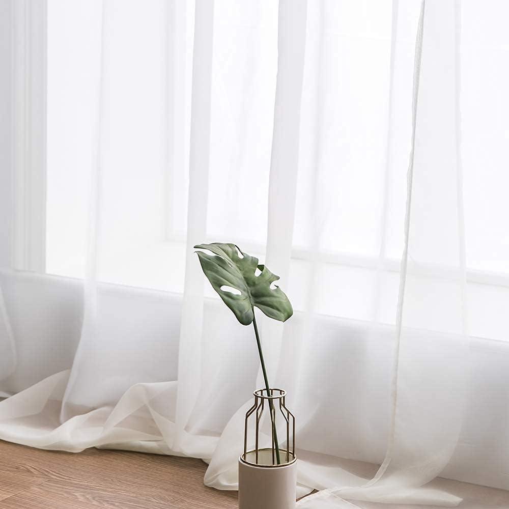 imageMIULEE 2 Panels Red Solid Color Sheer Christmas Window Curtains Elegant Window Voile PanelsDrapesTreatment for Bedroom Living Room 54X54 InchesIvory