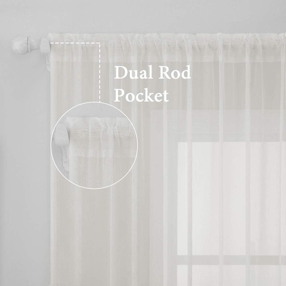 imageMIULEE 2 Panels Red Solid Color Sheer Christmas Window Curtains Elegant Window Voile PanelsDrapesTreatment for Bedroom Living Room 54X54 InchesIvory