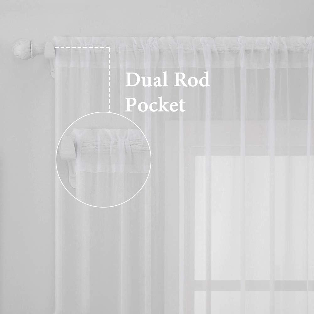 imageMIULEE 2 Panels Red Solid Color Sheer Christmas Window Curtains Elegant Window Voile PanelsDrapesTreatment for Bedroom Living Room 54X54 InchesWhite