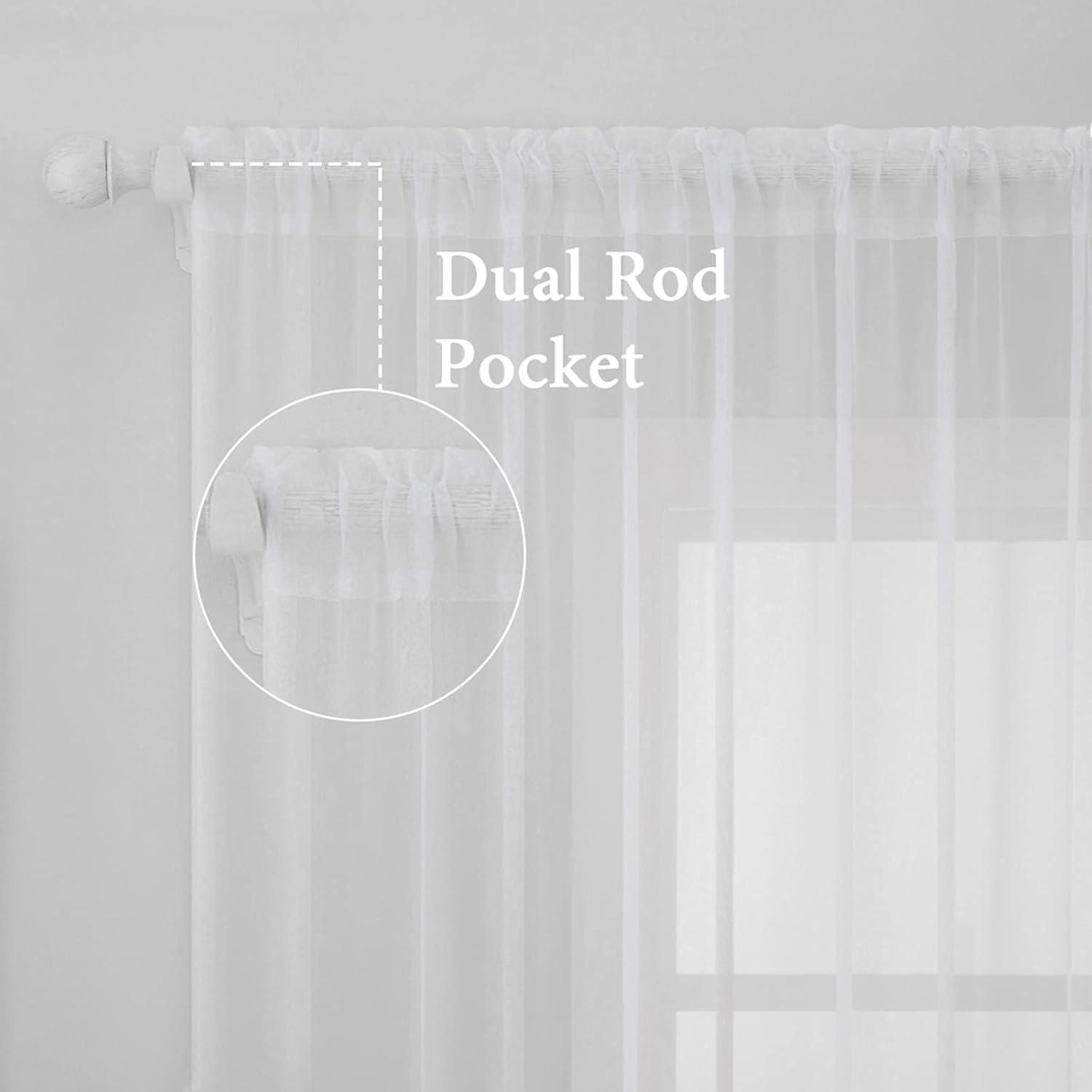 imageMIULEE 2 Panels Red Solid Color Sheer Christmas Window Curtains Elegant Window Voile PanelsDrapesTreatment for Bedroom Living Room 54X54 InchesWhite