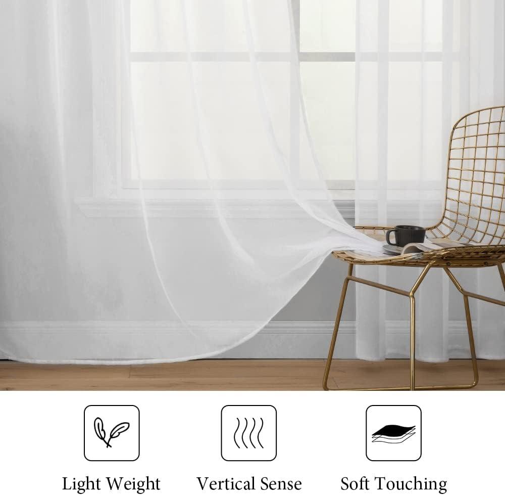 imageMIULEE 2 Panels Red Solid Color Sheer Christmas Window Curtains Elegant Window Voile PanelsDrapesTreatment for Bedroom Living Room 54X54 InchesWhite