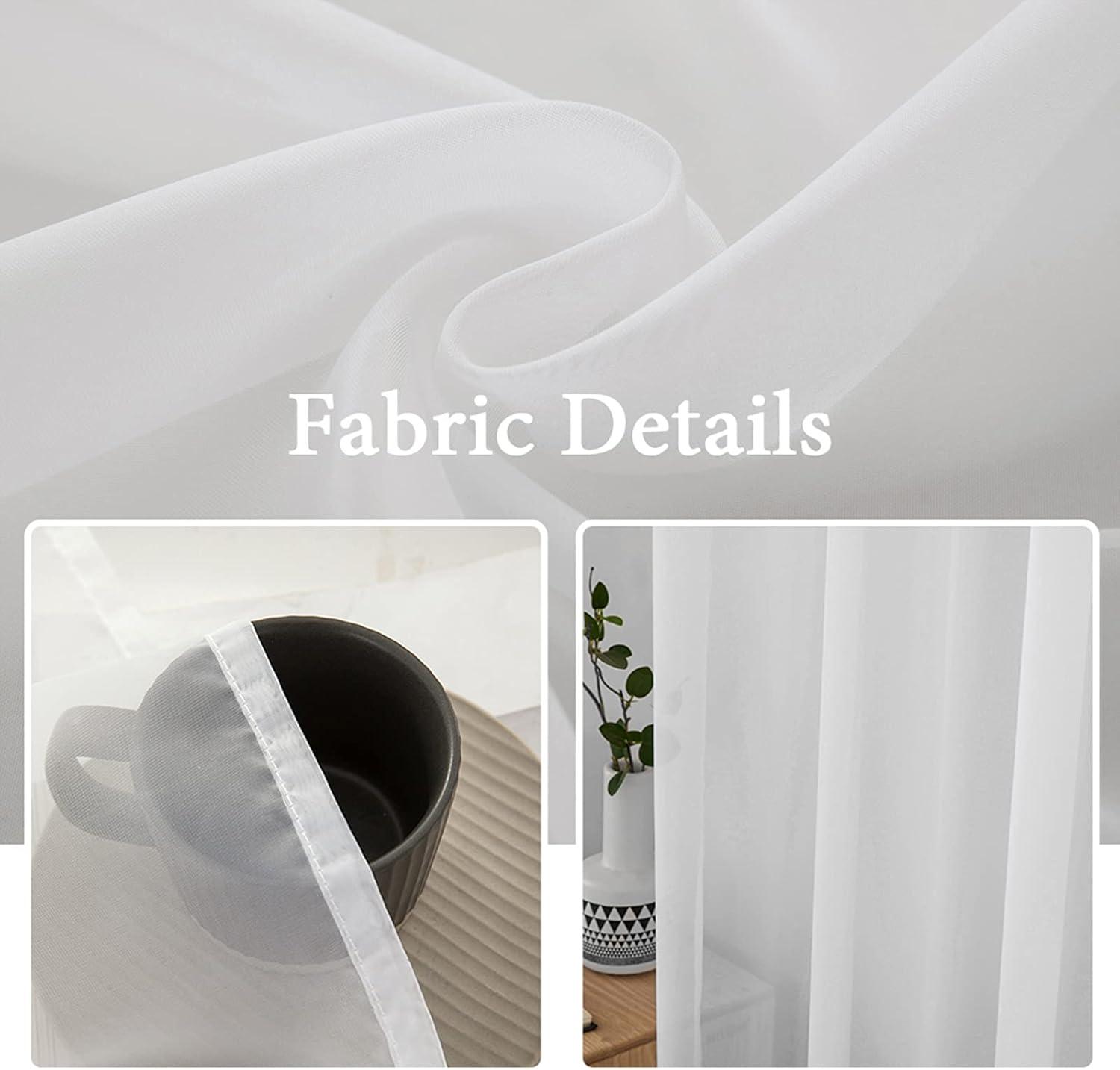 imageMIULEE 2 Panels Red Solid Color Sheer Christmas Window Curtains Elegant Window Voile PanelsDrapesTreatment for Bedroom Living Room 54X54 InchesWhite