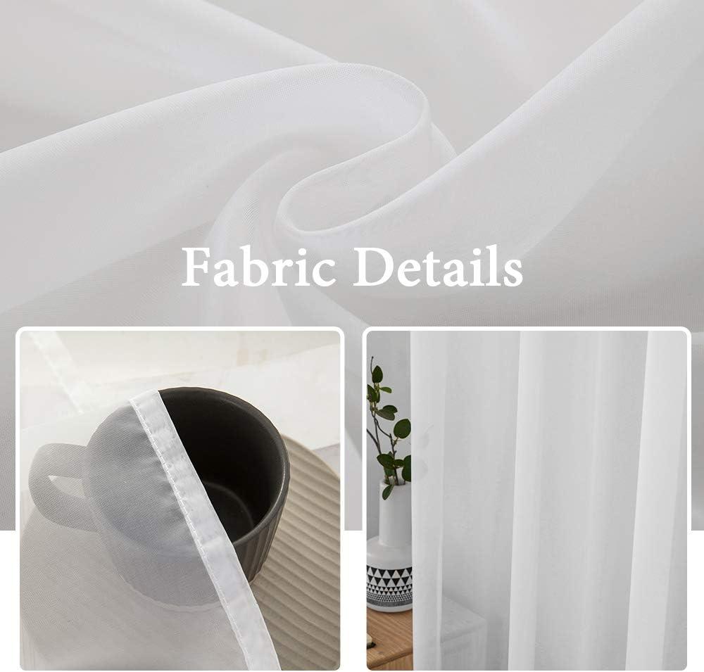 imageMIULEE 2 Panels Red Solid Color Sheer Christmas Window Curtains Elegant Window Voile PanelsDrapesTreatment for Bedroom Living Room 54X54 InchesWhite