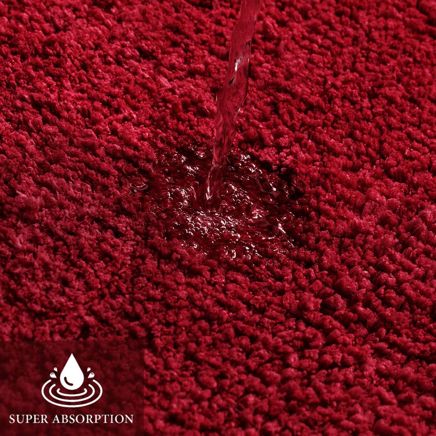 imageMIULEE Pink Bathroom Rugs Sets 2 Piece Including U Shaped Toilet Rug Soft Absorbent Bath Mats with Non Slip Rubber Backside for Bathroom Floor Tub Machine Washable Blush U 20x2420x30Red